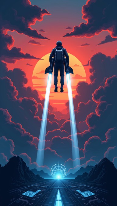 Free Skyward Jetpack Ascent Image - Jetpack, Sunset, Pilot | Download ...