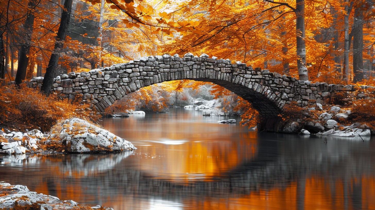 Free Autumn Bridge Scene Image - Autumn, Bridge, River | Download at ...