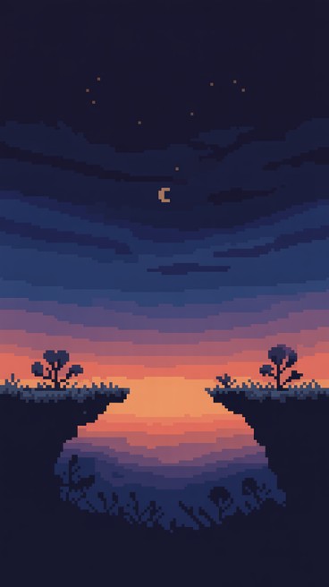 Free Starry Night Silhouette Image - Pixel, Art, Moon | Download at ...