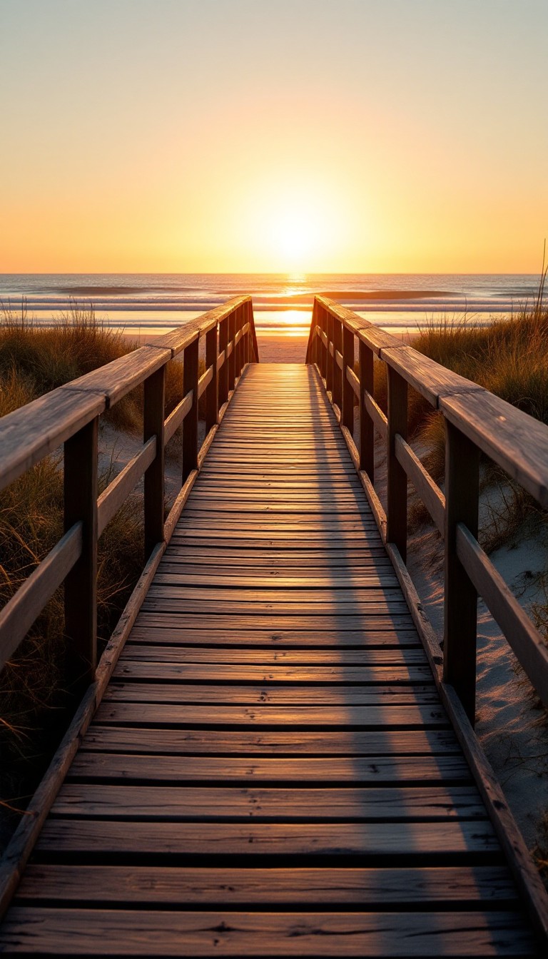 Download Sunset Beach Pathway Image - Sunset, Boardwalk, Beach | StockCake