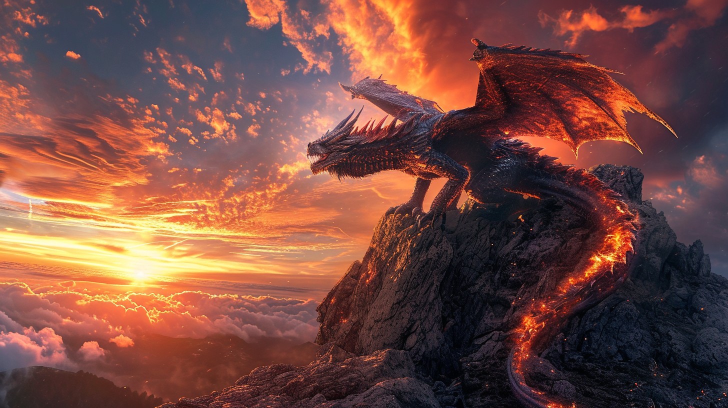 Free Majestic Dragon Sunset Image - Dragon, Sunset, Mountain | Download ...