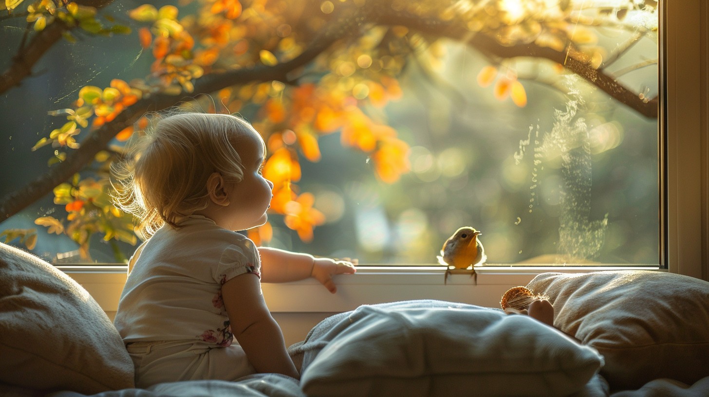 Free Child Meets Bird Image - Child, Bird, Window | Download at StockCake