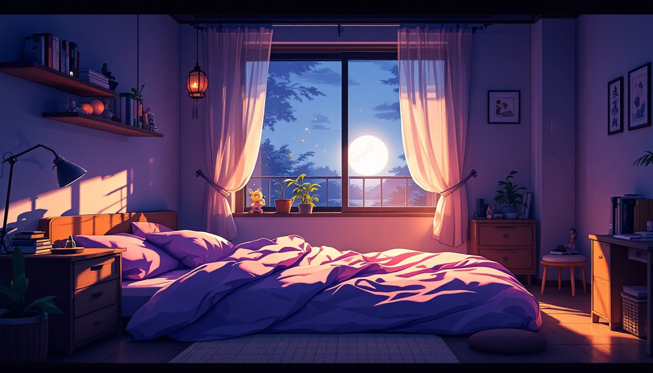 Free Moonlit Anime Bedroom Image - Anime, Bedroom, Cozy | Download at ...