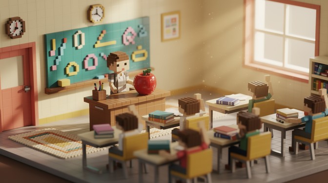 Free Voxel Classroom Scene Image - Voxel, Classroom, 3d | Download at ...