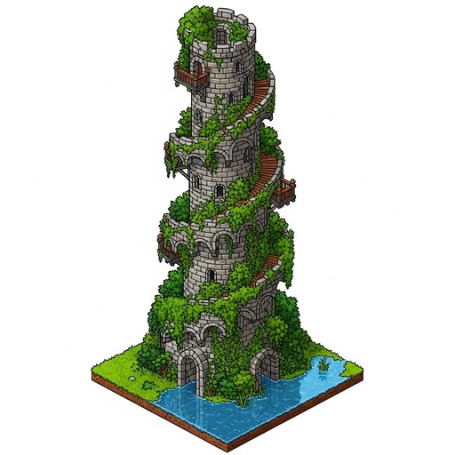 Free Verdant Pixel Spire Image - Tower, Pixelart, Isometric | Download ...