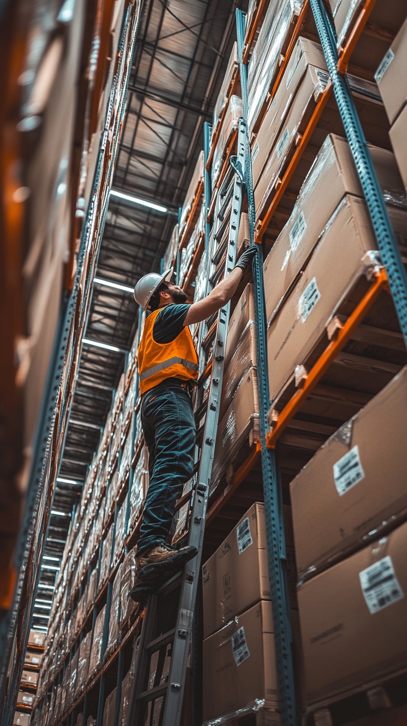 Free Warehouse Worker Climbing Photo - Warehouse, Worker, Climbing ...
