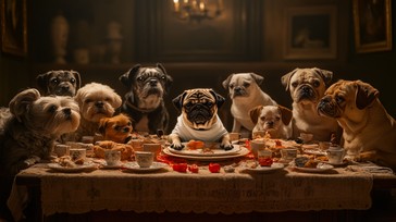 Free Dogs Dining Together Image - Dogs, Dinner, Table | Download at ...
