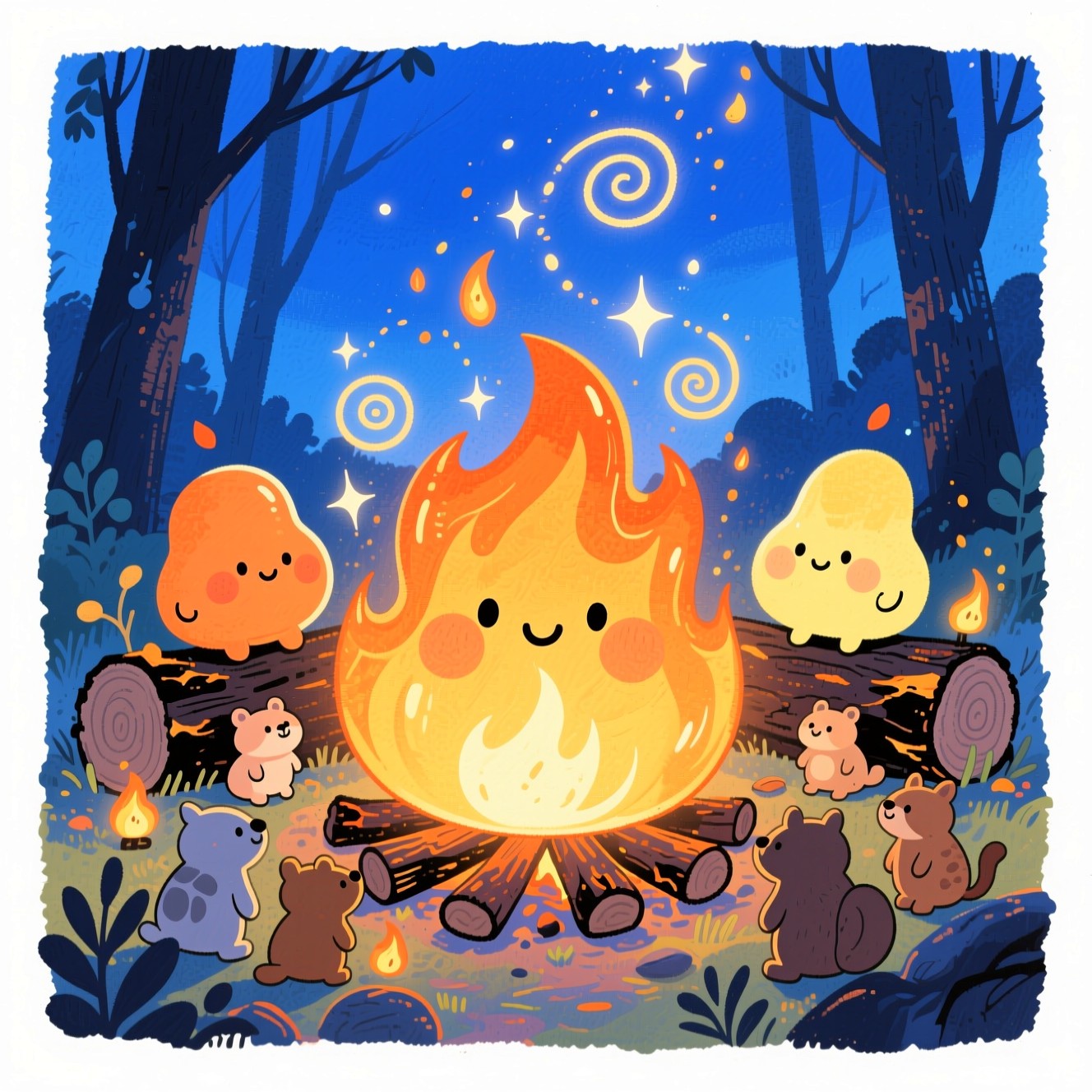 Free Magical Campfire Friends Photo - Campfire, Illustration, Children ...