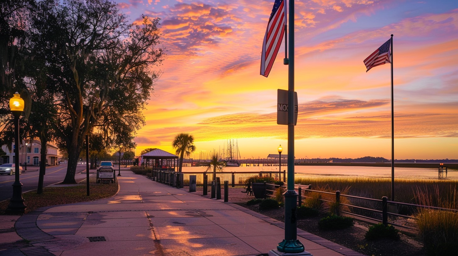 Free Sunset Riverside Walk Image - Sunset, Riverside, Walkway ...