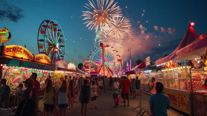 Free Festive Fairground Spectacle Image - Fair, Fireworks, Evening ...