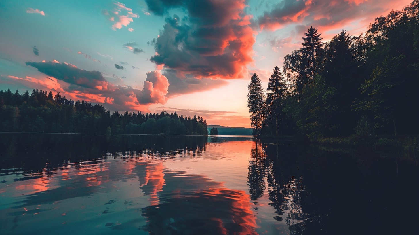 Free Sunset Lake View Image - Sunset, Lake, Forest | Download at StockCake