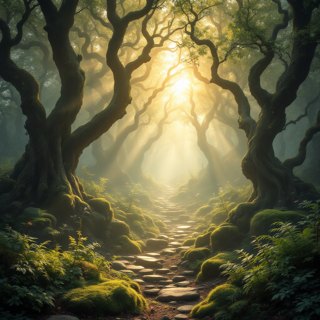 Free Mystical Forest Path Image - Forest, Pathway, Sunbeams | Download ...