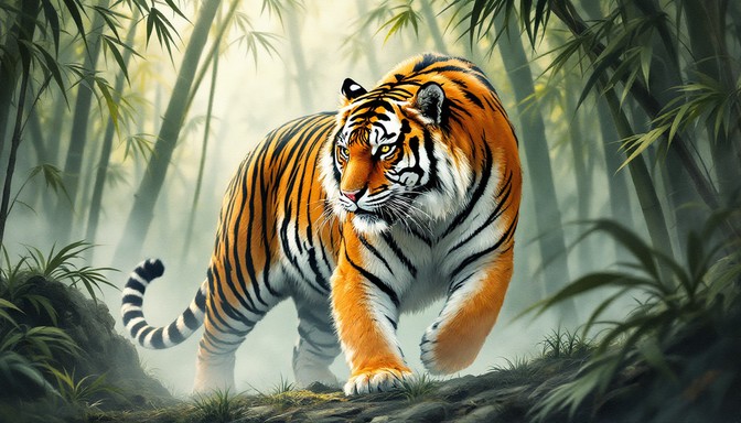 Tiger Balce Free Majestic Tiger Prowls Image - Tiger, Bamboo, Forest | Download at ...