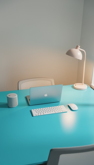 Free Turquoise Minimalist Workspace Image - Turquoise, Desk, Minimalist ...