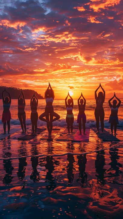 Free Sunset Yoga Silhouettes Image - Sunset, Yoga, Beach | Download at ...