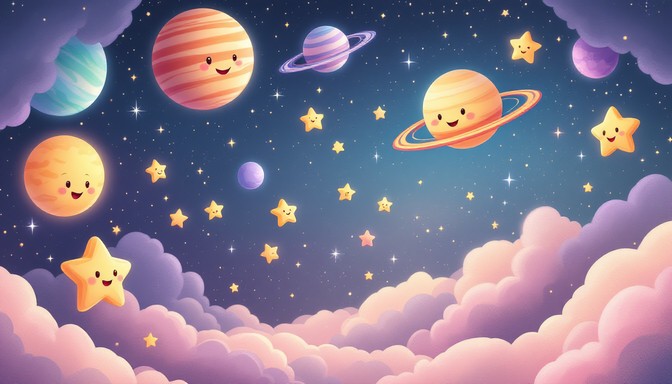 Free Cute Cosmic Friends Image - Kawaii, Space, Planets | Download at ...