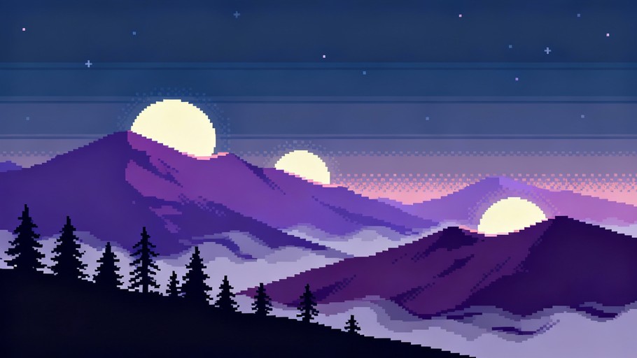 Free Pixelated Moonlit Ranges Photo - Pixel, Mountains, Purple ...