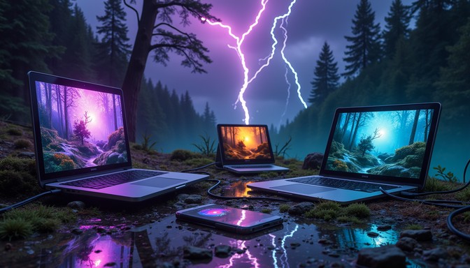 Forest Computer Tech Room Free Technology meets wilderness Image - Laptops, Forest, Lightning ...