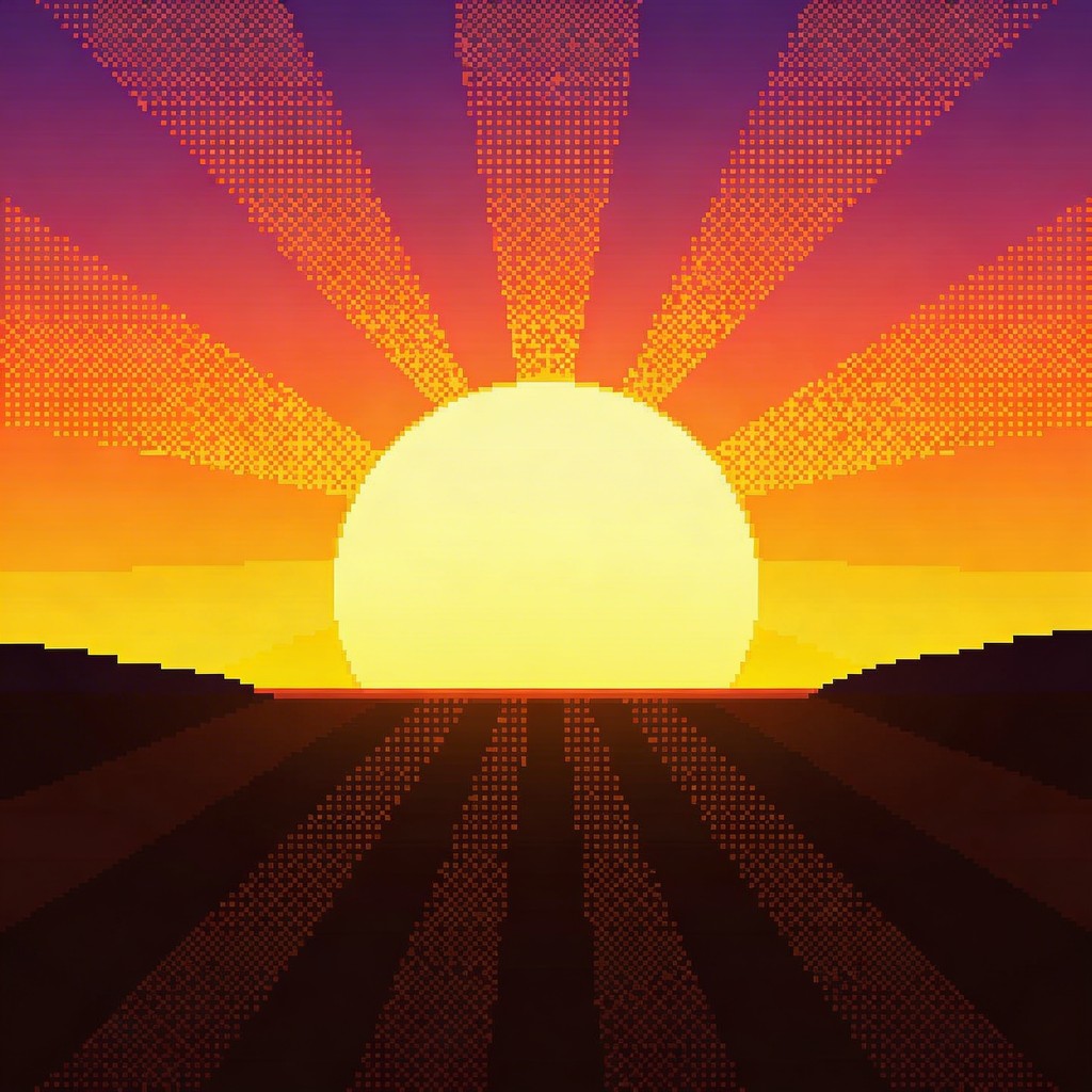 Free Pixel Sunrise Art Image - Pixel, Sunrise, Retro | Download at ...