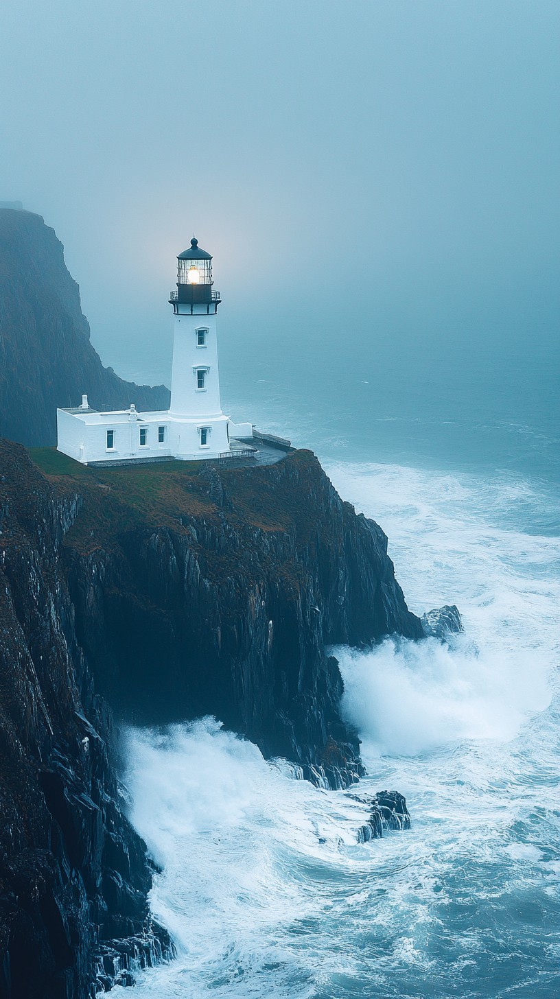 Free Misty Lighthouse View Image - Lighthouse, Fog, Cliffs | Download ...