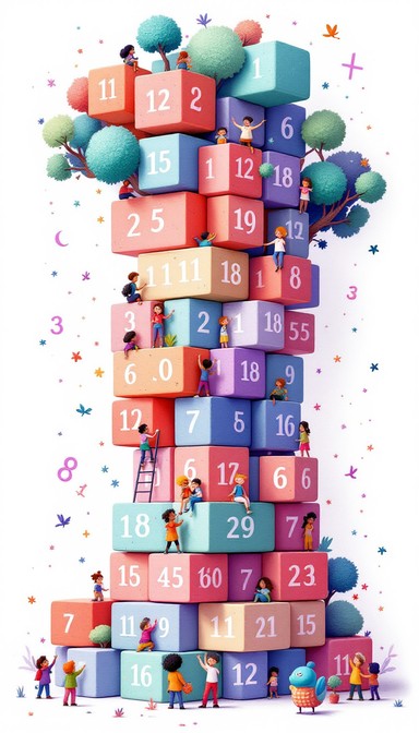 Number Graph Tower Free Magical Number Tower Image - Educational, Whimsical, Geometric ...
