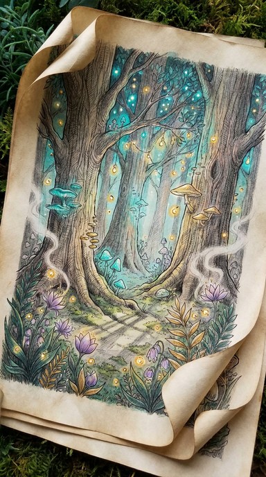 Free Enchanted Forest Drawing Image - Enchanted, Forest, Illustration ...