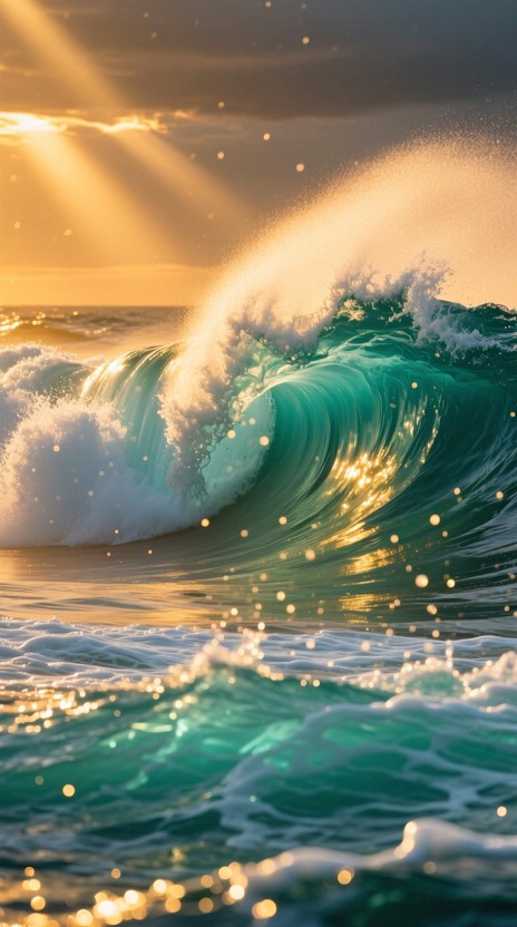 Wave Geranium Free Majestic Golden Wave Image - Wave, Ocean, Sunset | Download at ...