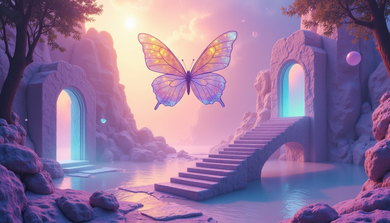 Free Mystical Butterfly Gateway Image - Butterfly, Staircase, Purple ...