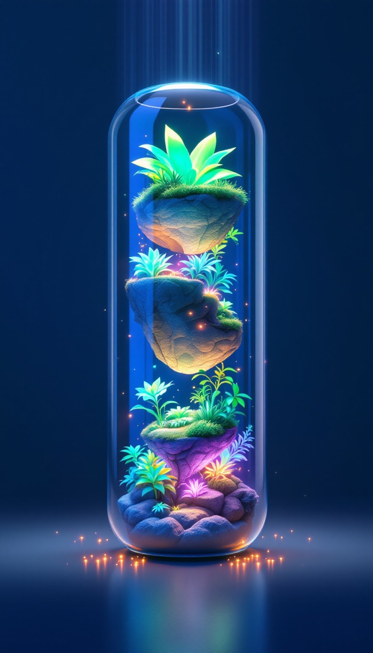 Free Luminous Crystal Ecosystem Photo - Terrarium, Biosphere, Floating ...