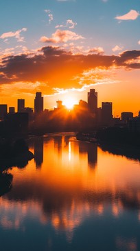 Free Sunset city skyline Image - Sunset, Cityscape, River | Download at ...