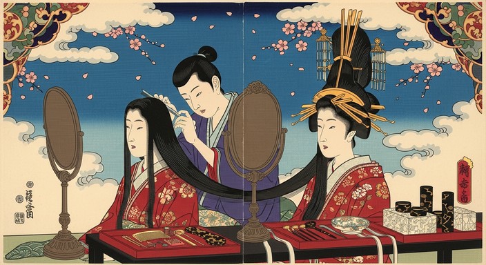 Free Traditional Hair Ceremony Image - Ukiyo-e, Japanese, Traditional ...