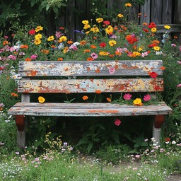 Triangle Bench Withflower Free Floral garden bench Image - Garden, Bench, Flowers | Download at ...