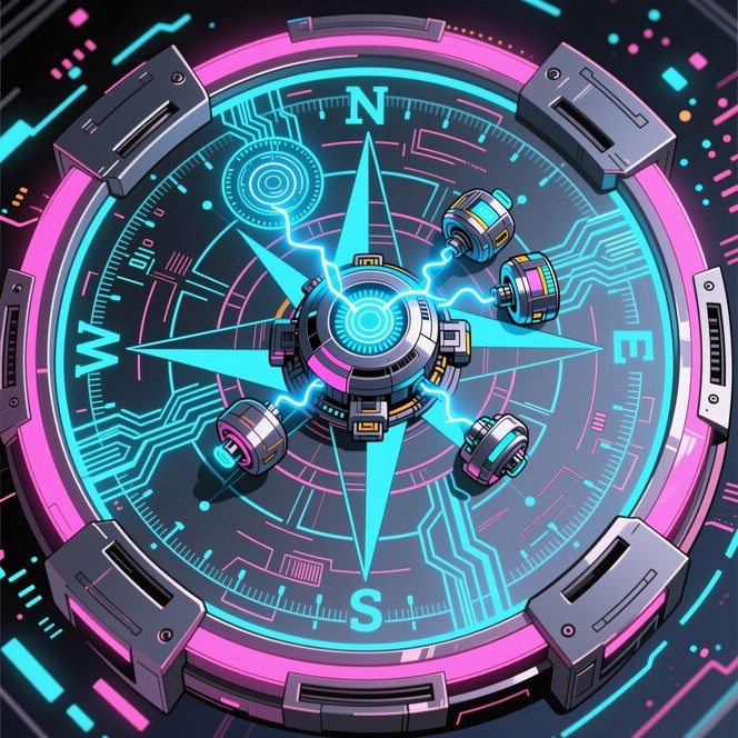 Free Neon Compass Interface Photo - Compass, Cybernetic, Anime ...