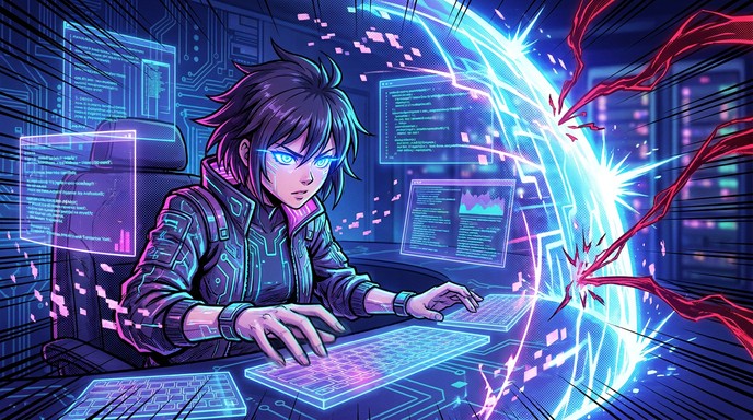 Free Cyber Defense Warrior Image - Anime, Cyberpunk, Hacker | Download ...