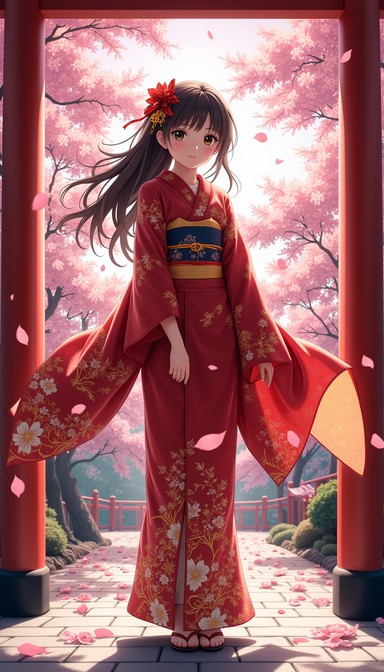 Free Cherry Blossom Elegance Image - Anime, Manga, Kimono | Download at ...