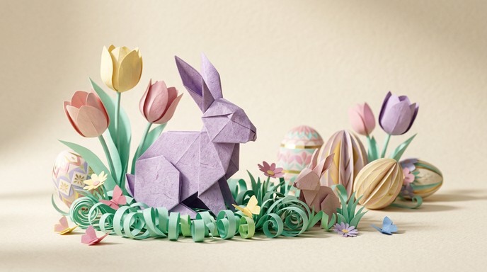 Easter Craft Paper Patterns Free Paper Easter Art Image - Origami, Easter, Rabbits | Download at ...