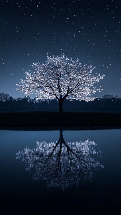 Tree Reflection Night Free Starry Night Reflection Image - Stars, Night, Reflection ...