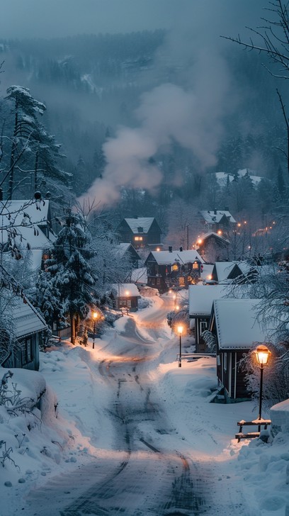 Free Snowy Evening Village Image - Snow, Village, Winter | Download at ...