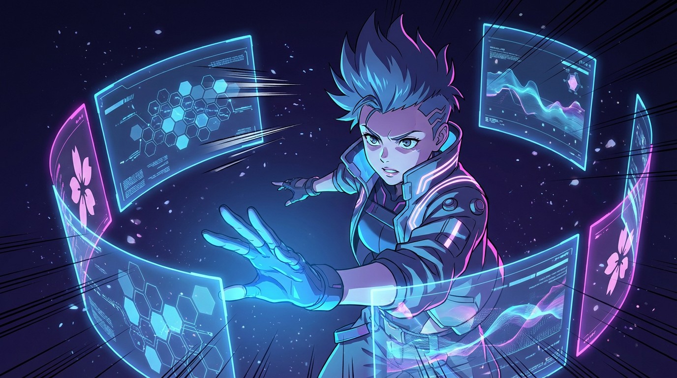 Free Digital Reality Interaction Image - Anime, Cyberpunk, Holographic ...