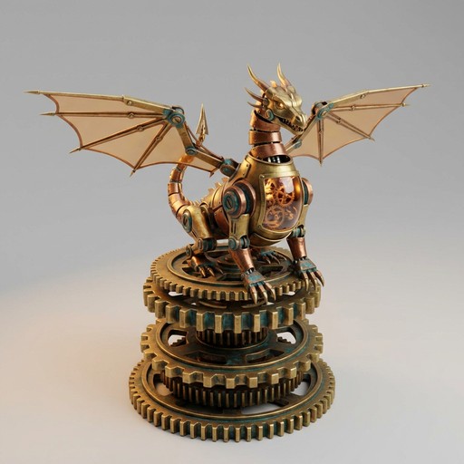 Free Clockwork Dragon Miniature Image - Dragon, Clockwork, Steampunk ...
