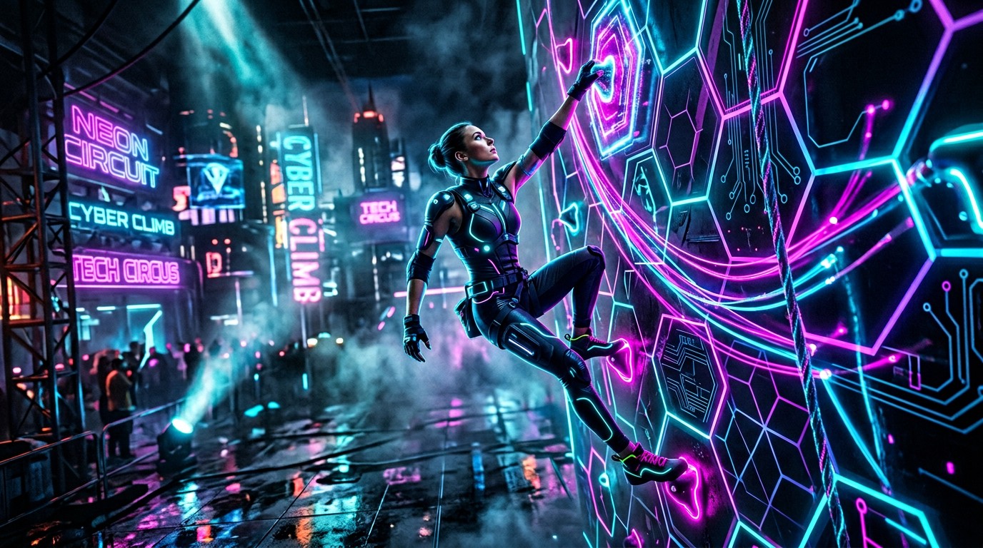 Free Neon Climbing Action Image - Cyberpunk, Neon, Climbing | Download ...