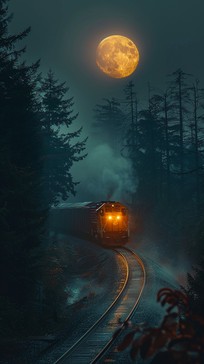 Free Moonlit Train Journey Image - Moon, Train, Forest | Download at ...