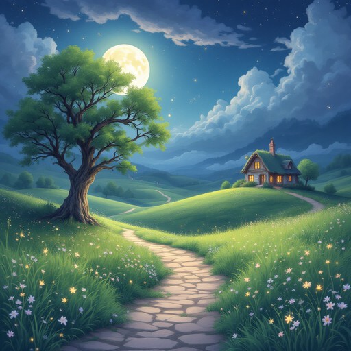 Moon Light Countryside Free Moonlit Countryside Dreams Image - Anime, Illustration ...