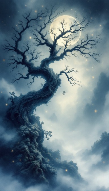 Gnarled Tree Mist Free Mystical Moonlit Night Image - Mystical, Night, Moon | Download at ...