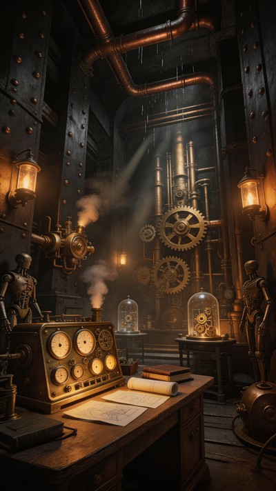 Free Steampunk Workshop Shadows Image - Steampunk, Victorian, Machinery ...