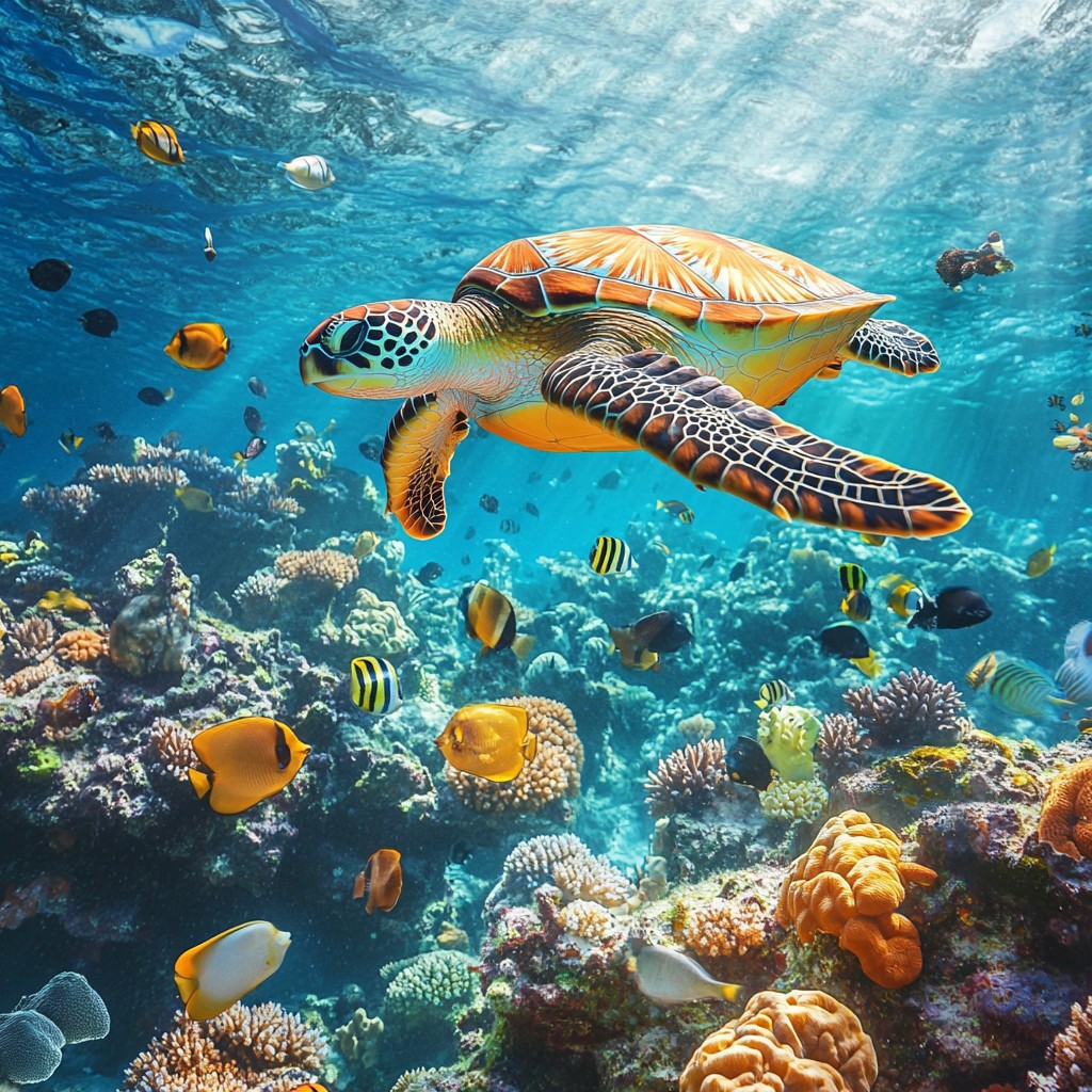 Free Turtle swims underwater Image - Turtle, Underwater, Reef ...