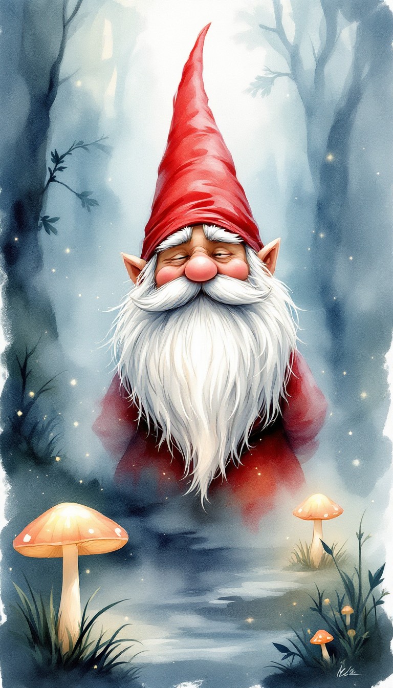 Free Mystical Garden Gnome Image - Gnome, Watercolor, Magical ...