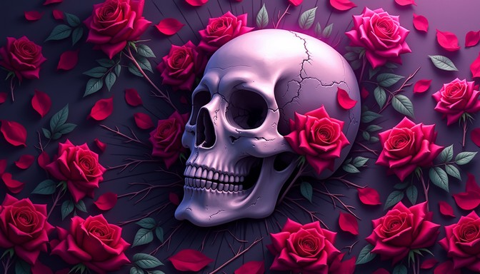 Free Death Blooms Beauty Image - Skull, Roses, Gothic | Download at ...