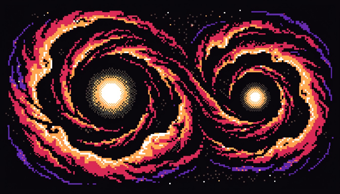 Free Binary Star Dance Image - Pixel, Space, Nebula | Download at StockCake