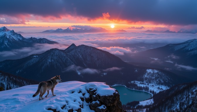 Wilderness Setting Free Sentinel of Wilderness Image - Wolf, Mountains, Twilight ...